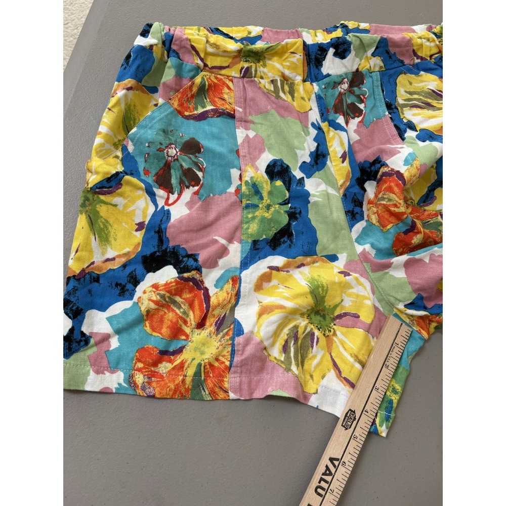 Hester & Orchard Shorts Womens Sz Large Floral Linen Blend Boho Artsy Tropical - Picture 5 of 10